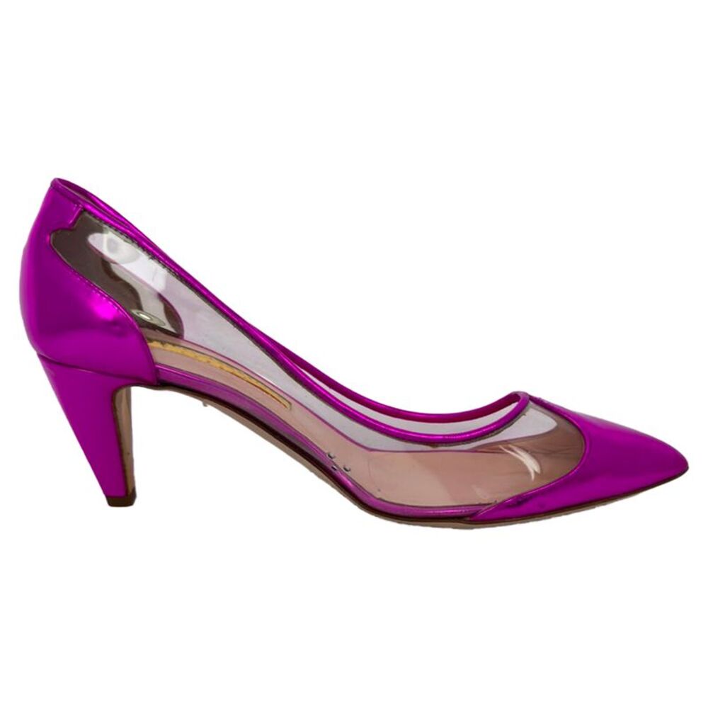 Rupert Sanderson 60mm Mesh-Detail Pointed-Toe Pumps in Pink Patent Leather